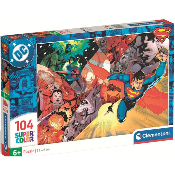 Puzzle Clementoni DC Comics Superman 2025, 104 piese, 6+ ani, 38 x 27 cm