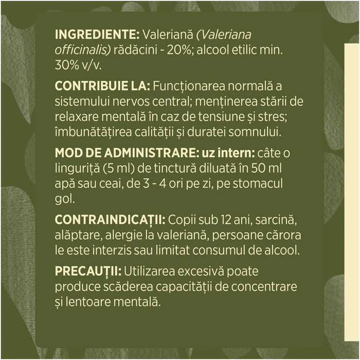 Tinctură de valeriană Faunus Plant, extract hidroalcoolic, 200 ml