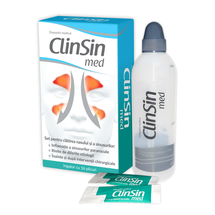 Dispozitiv medical pentru irigarea nazală Zdrovit ClinSin med, 1 irigator + 16 plicuri