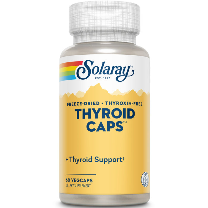 Supliment alimentar Solaray Thyroid Caps, cu iod și extract de tiroidă, 60 capsule vegetale