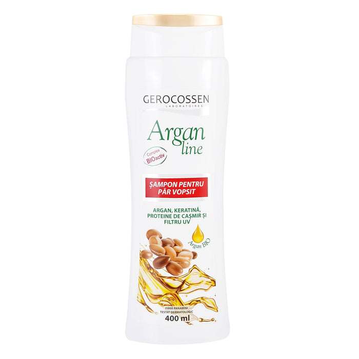 Șampon Gerocossen Argan Line pentru păr vopsit, cu ulei de argan, keratină și proteine de cașmir, 400 ml
