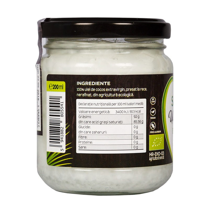 Ulei de cocos extravirgin ecologic Sano Vita, 200 ml