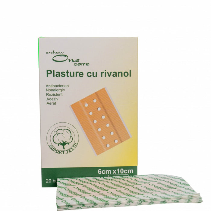 Plasture medical cu rivanol Onedia, 6 x 10 cm, 20 bucăți