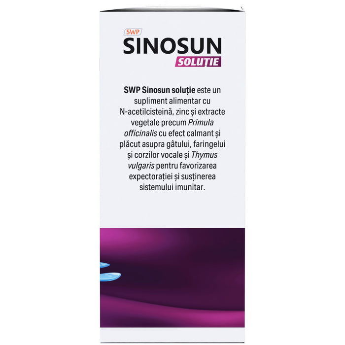 Supliment alimentar Sun Wave Pharma Sinosun, cu N-acetilcisteină și zinc, pentru copii, 120 ml