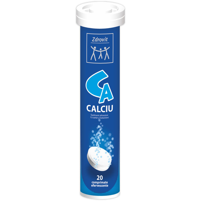 Supliment alimentar Zdrovit Calciu + Vitamina D3, comprimate efervescente cu aromă de lămâie, 20 comprimate