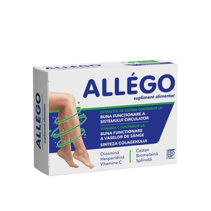 Supliment alimentar Fiterman Pharma Allego cu diosmină, comprimate filmate, 30 comprimate