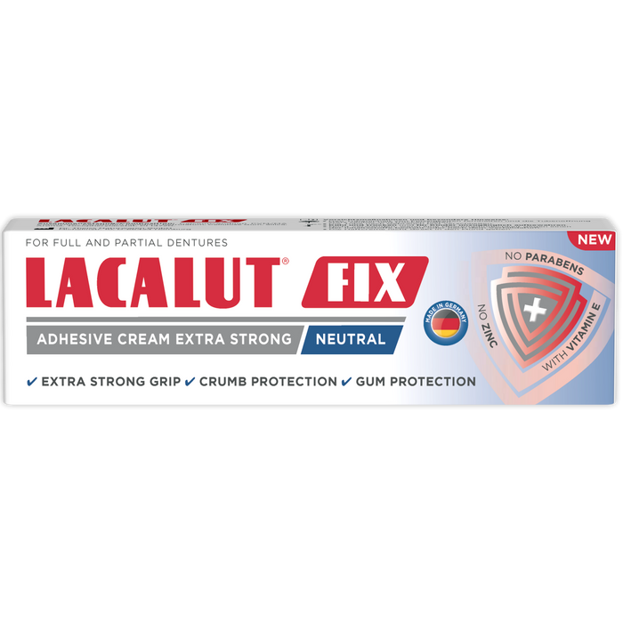 Cremă adezivă pentru proteze dentare Lacalut Fix Neutral, aromă neutră, aderență extra puternică, 40 g