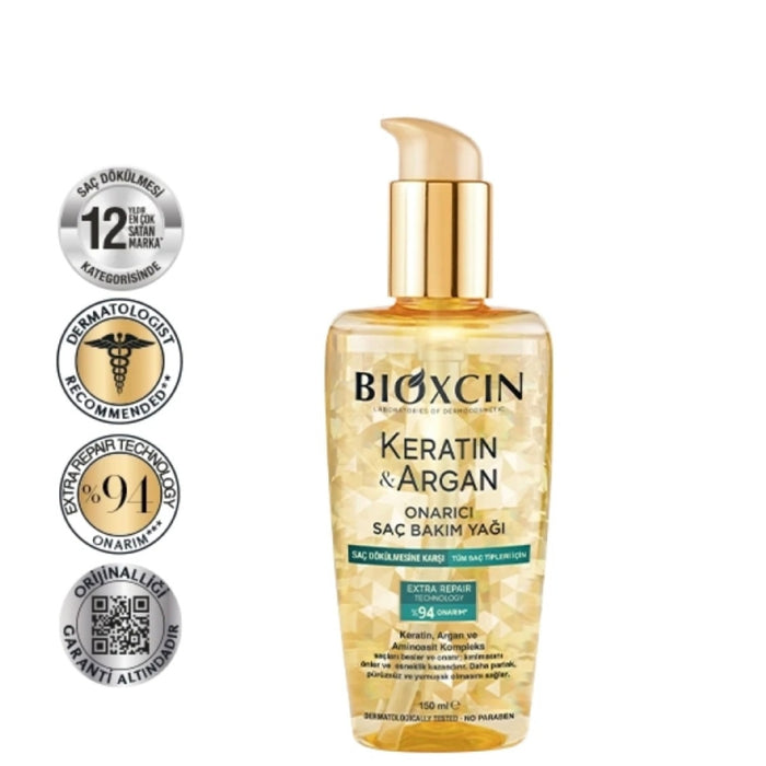 Ulei reparator pentru păr Bioxcin Keratin & Argan, 150 ml