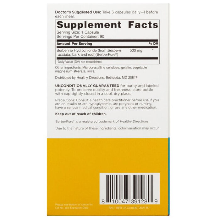 Supliment alimentar GNC Berberine, 500 mg, 90 capsule