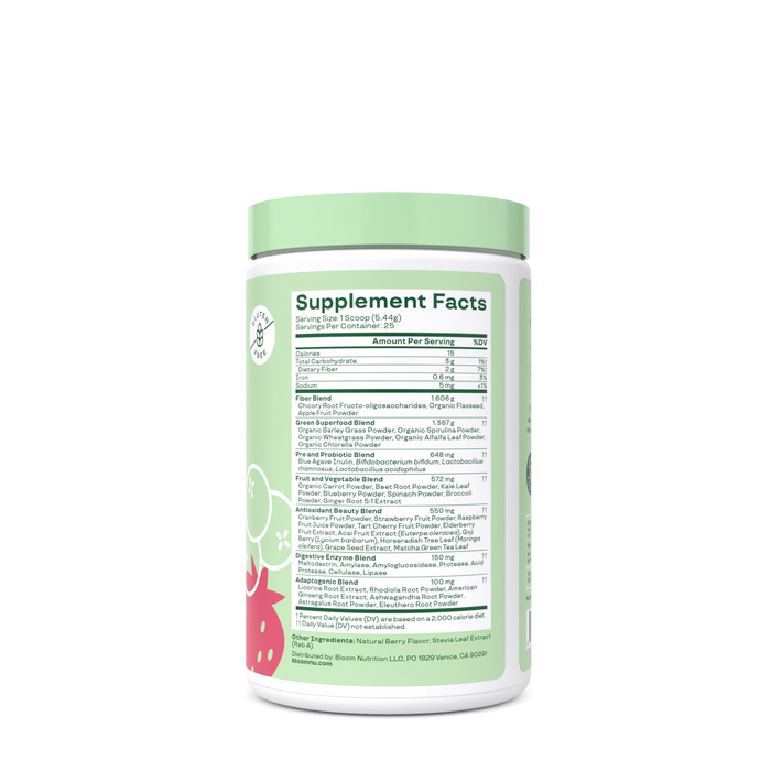 Supliment alimentar GNC Live Well Bloom Greens & Superfoods Berry, aromă de fructe de pădure, 136 g