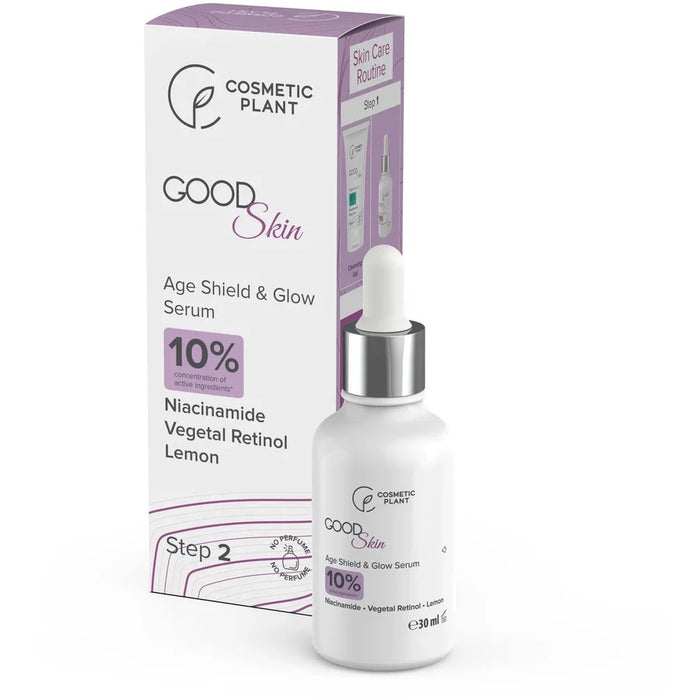 Ser pentru față Cosmetic Plant GOOD Skin Age Shield & Glow, cu niacinamidă și bakuchiol, 30 ml
