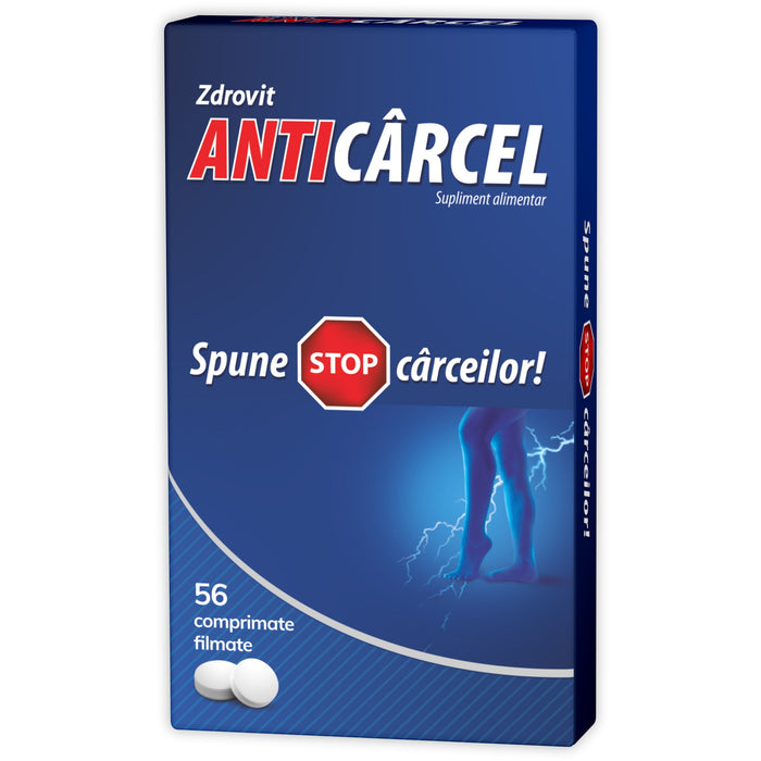 Supliment alimentar Zdrovit Anticarcel, cu magneziu, potasiu și vitaminele B6 și E, 56 comprimate filmate