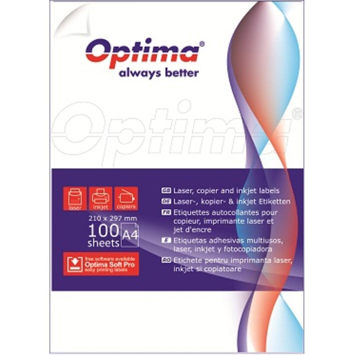Etichete autoadezive Optima, albe, 70 x 42,4 mm, 21 pe coală, 100 coli