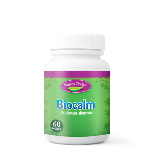 Supliment alimentar Indian Herbal Biocalm, cu extracte de plante, 60 comprimate