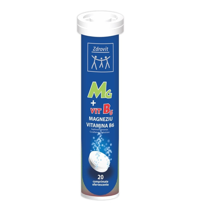 Supliment alimentar Zdrovit Magneziu 150 mg + Vitamina B6, aromă de lămâie, 20 comprimate efervescente