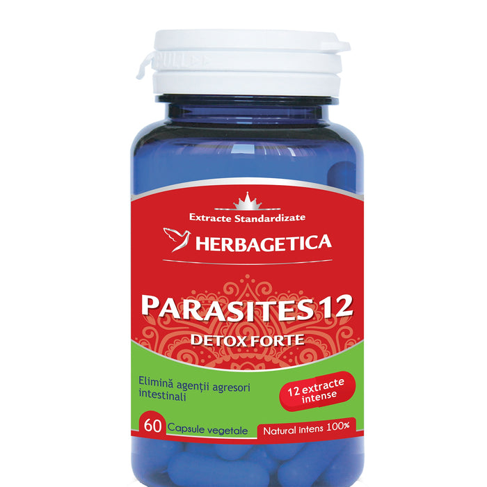 Supliment alimentar Herbagetica Parasites 12 Detox Forte, 60 capsule vegetale