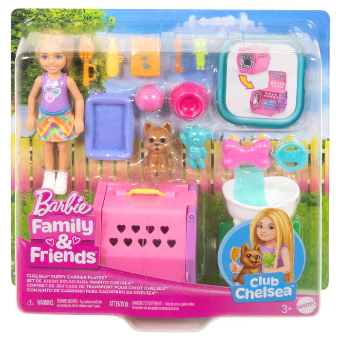Set de joacă Mattel Barbie Chelsea Puppy Carrier Playset, 20 piese, 3+ ani