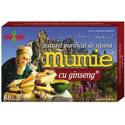 Supliment alimentar Mumie, extract de rășină Mumie cu ginseng, 60 comprimate