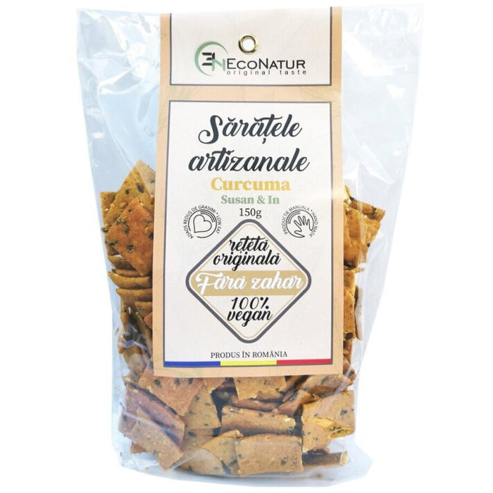 Sărățele artizanale Econatur cu curcuma, fără zahăr, vegane, 150 g