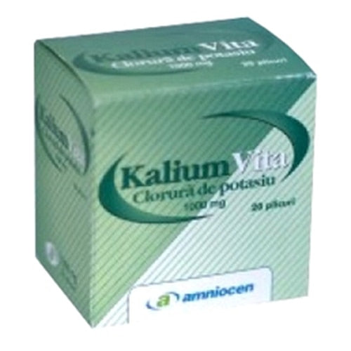 Supliment alimentar Amniocen Kalium Vita cu clorură de potasiu 1000 mg, 20 plicuri