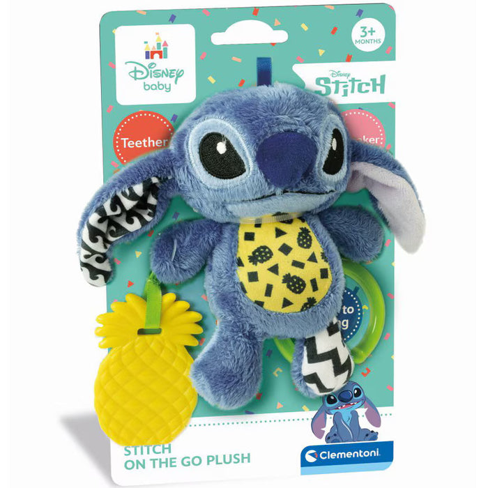 Jucărie de pluș Clementoni Disney Baby Stitch, element pentru dentiție, 3+ luni