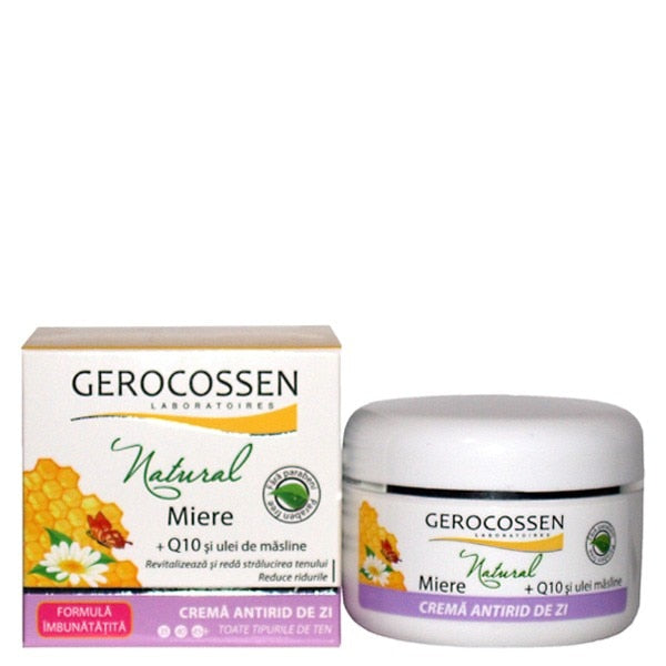 Cremă de față Gerocossen Natural cu miere și Q10, antirid de zi, 100 ml