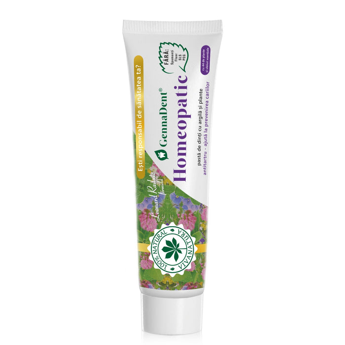 Pastă de dinți VivaNatura GennaDent Homeopatic, fără fluor, 150 ml