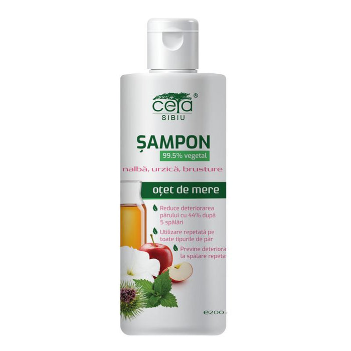Șampon Ceta cu nalbă, urzică, brusture și oțet de mere, 200 ml