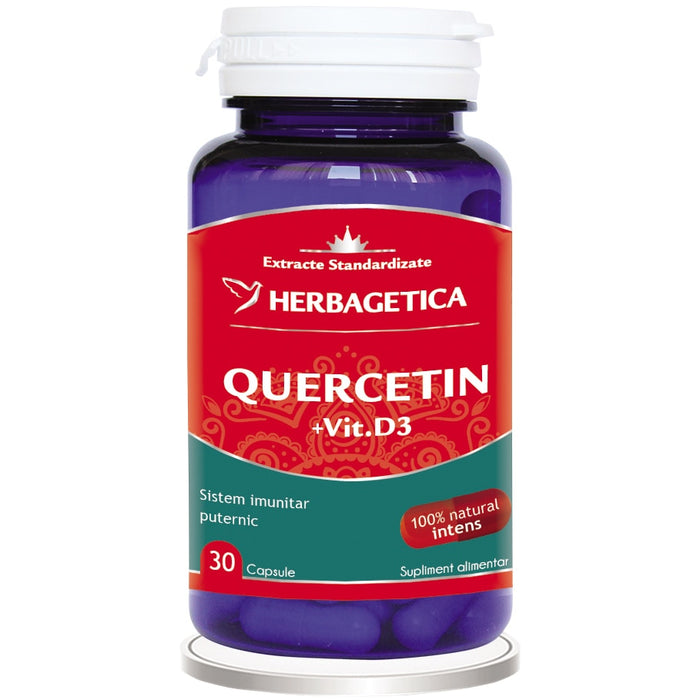 Supliment alimentar Herbagetica Quercetin + Vitamina D3, 30 capsule