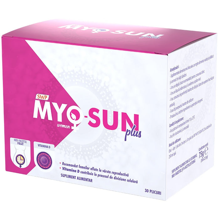 Supliment alimentar Sun Wave Pharma Myo-Sun Plus, cu mio-inozitol, N-acetilcisteină și folat, 30 plicuri