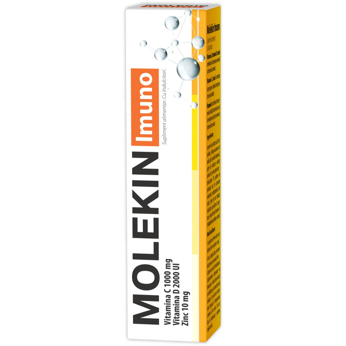 Supliment alimentar Molekin Imuno, cu vitamina C, vitamina D și zinc, 20 comprimate efervescente