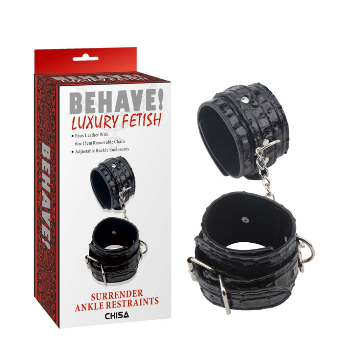 Mansete glezne reglabile, BEHAVE, PU, negru