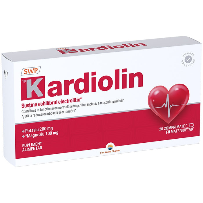 Supliment alimentar Sun Wave Pharma Kardiolin cu potasiu și magneziu, 28 comprimate filmate