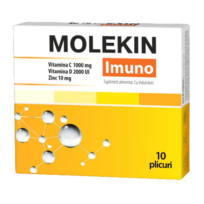 Supliment alimentar Molekin Imuno cu vitaminele C și D și zinc, 10 plicuri