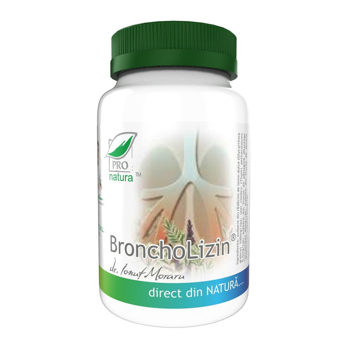 Supliment alimentar Pro-Natura Broncholizin, cu extracte de plante, 60 capsule