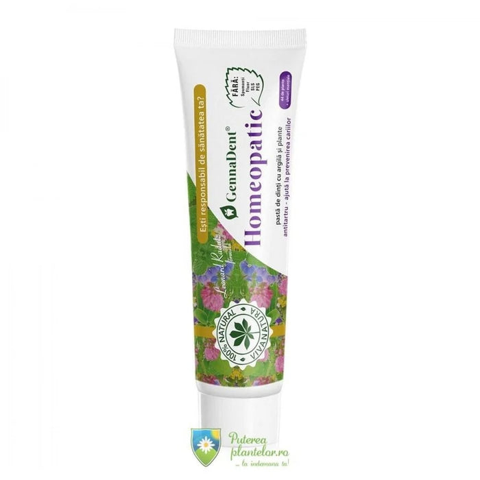 Pastă de dinți VivaNatura GennaDent Homeopatic, fără fluor, 150 ml