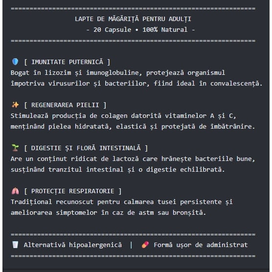 Supliment alimentar Plasmon Lapte de măgăriță, 20 capsule