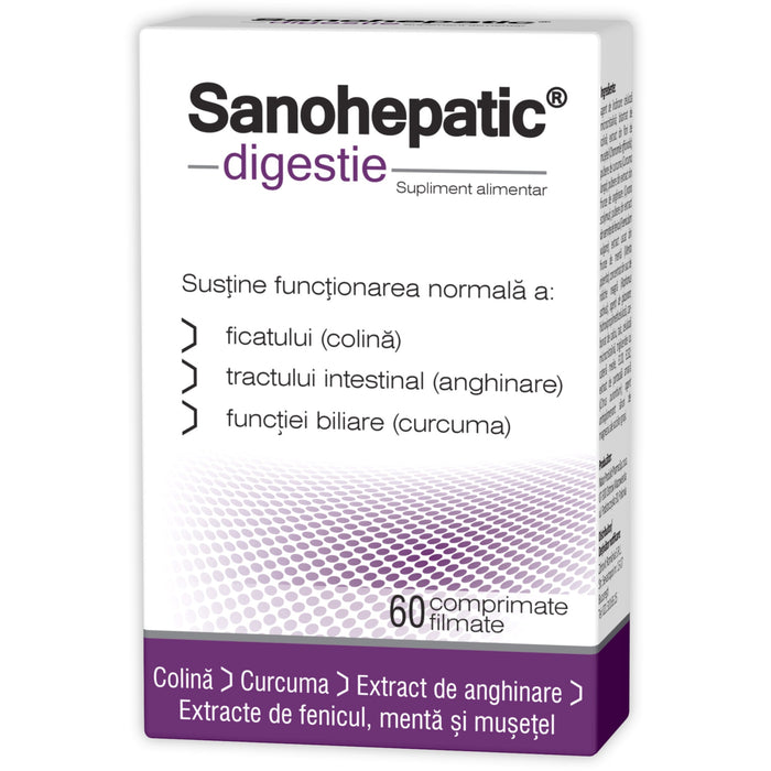 Supliment alimentar Zdrovit Sanohepatic Digestie, 60 comprimate filmate