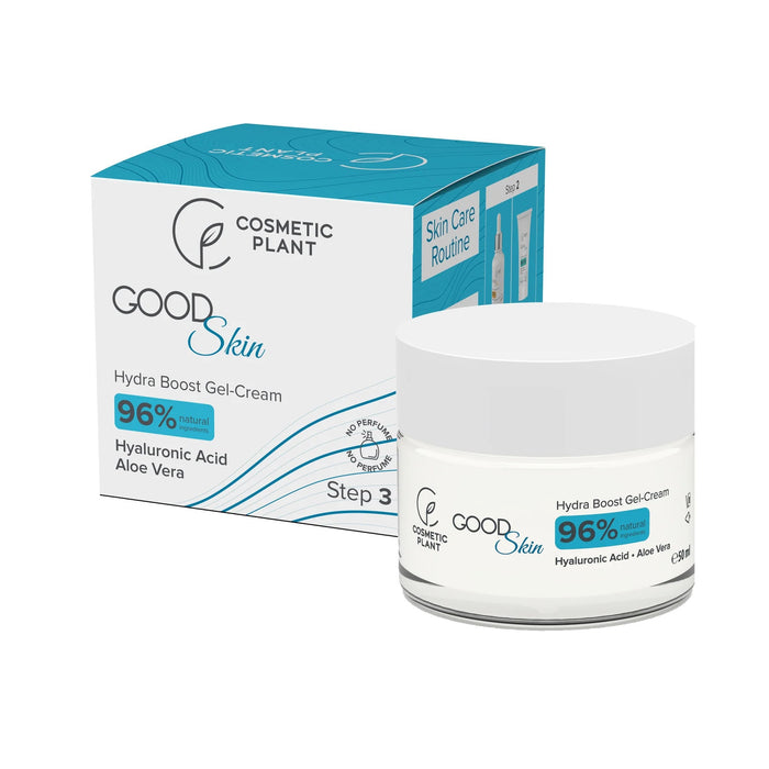 Cremă de față Cosmetic Plant GOOD Skin Hydra Boost Gel-Cream, cu acid hialuronic, minerale și aloe vera, 50 ml