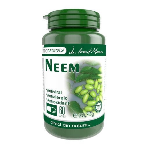 Supliment alimentar Pro-Natura Neem, cu pulbere de neem, 60 capsule