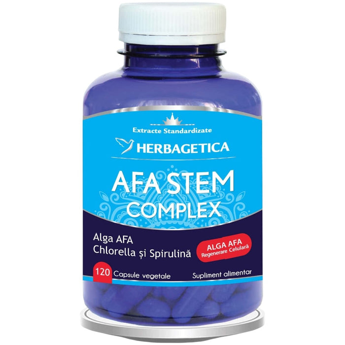 Supliment alimentar Herbagetica AFA Stem Complex, cu alga AFA, Chlorella și Spirulina, 120 capsule vegetale