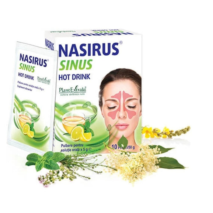 Supliment alimentar PlantExtrakt Nasirus Sinus Hot Drink, cu vitamina C, cimbru și soc negru, 10 plicuri x 5 g