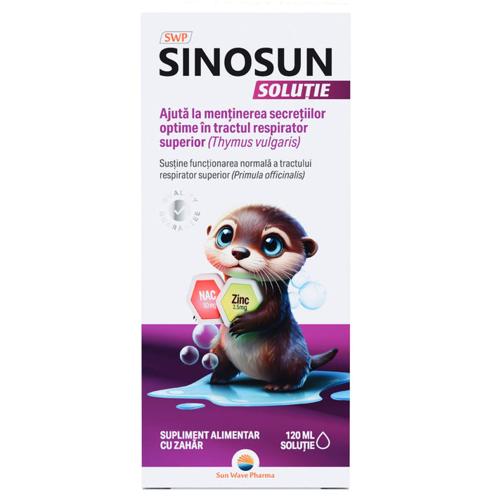 Supliment alimentar Sun Wave Pharma Sinosun, cu N-acetilcisteină și zinc, pentru copii, 120 ml