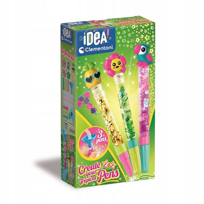 Set creativ Clementoni Idea, Create Your Tropical Pens, 3 pixuri