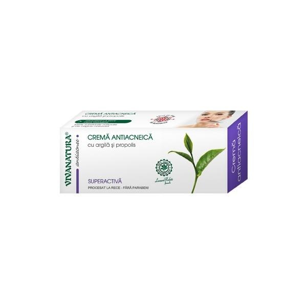 Cremă de față VivaNatura Antiacneică cu argilă și propolis, 20 ml