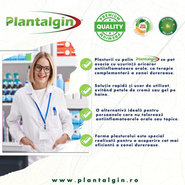 Plasturi Plantalgin cu pelin pentru zona lombară, 6 bucăți