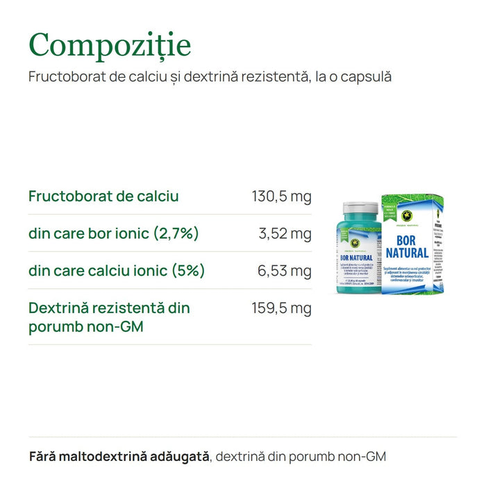 Supliment alimentar Hypericum Bor Natural, cu fructoborat de calciu, 60 capsule