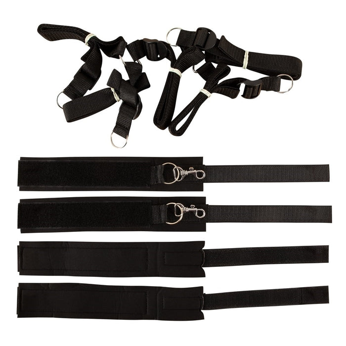 Sistem prindere, Fetish Fantasy Series, Bed Bindings Restraint Kit, nailon, negru
