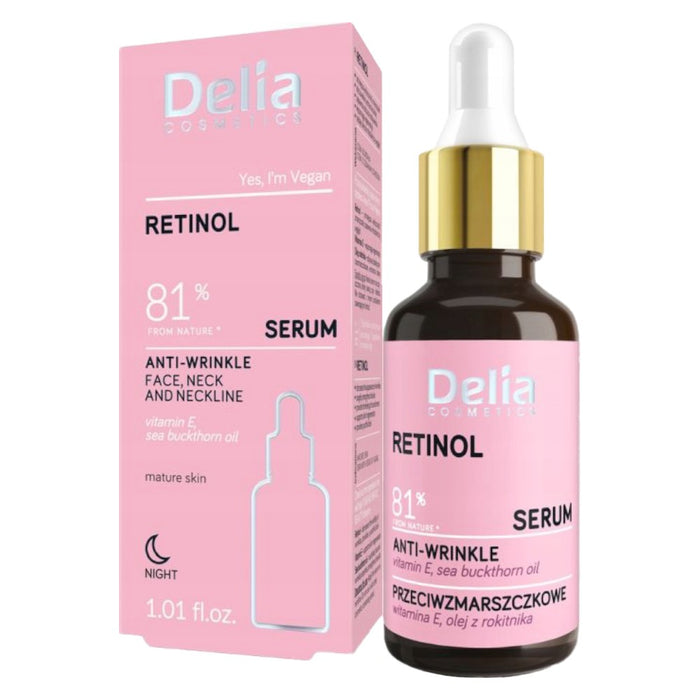 Ser de noapte Delia Retinol pentru față și decolteu, 30 ml