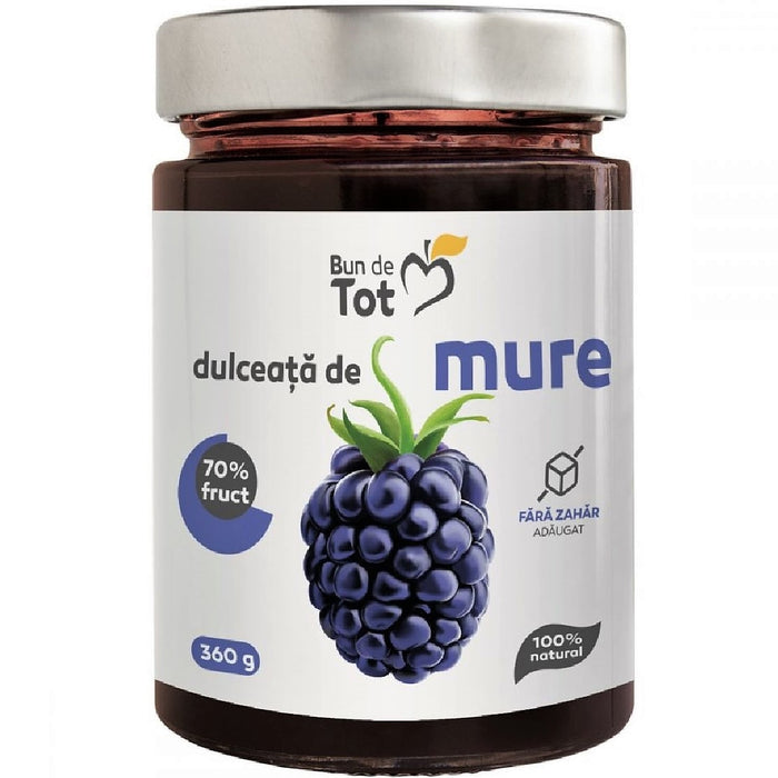 Dulceață Bun de Tot de mure, fără zahăr adăugat, 70% fruct, 360 g